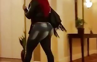 Black Booty Woman in Sexy Tight Jeans