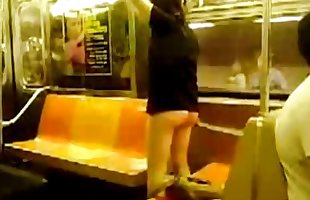 Girl pull panties down in Subway.